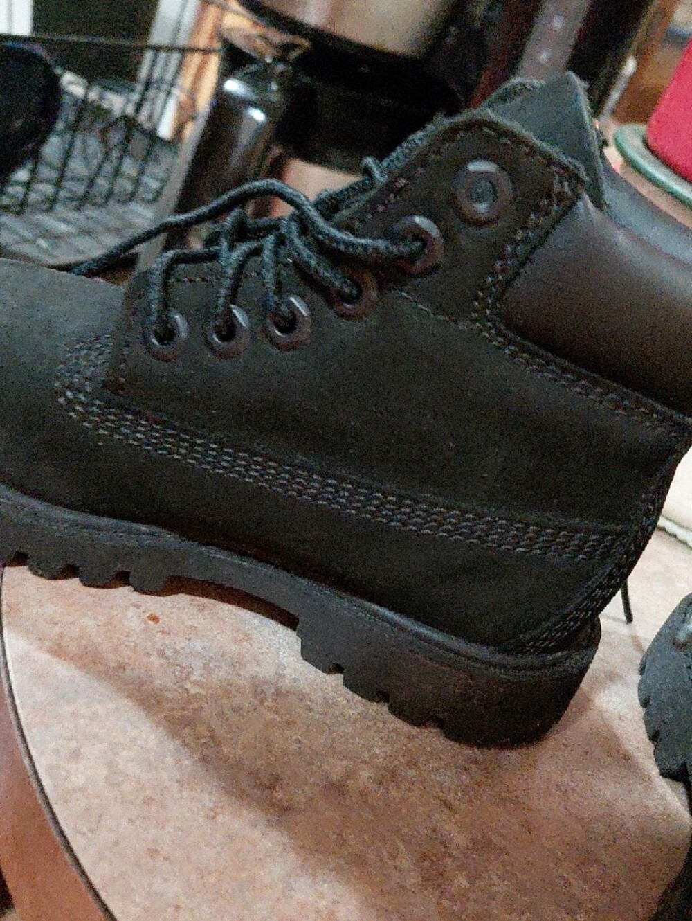 NWOT Timberland Kids Black Lace-Up Ankle Boots - Picture 3 of 7